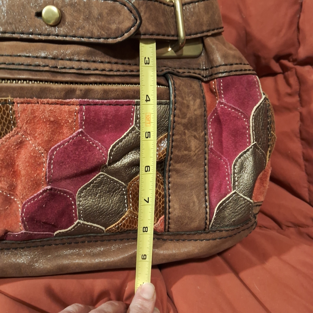 Fossil Multicolor Patchwork Satchel - image 3